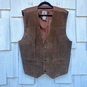 Vintage Company B Mens Genuine Leather Suede Western Vest Size XL Brown